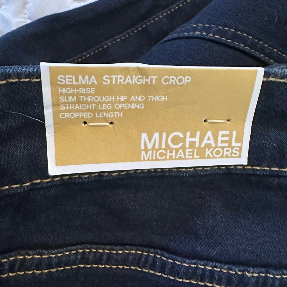 NEW Michael Kors Selma Straight Crop High-rise Women's Dark Blue Jeans 16 - Picture 6 of 7